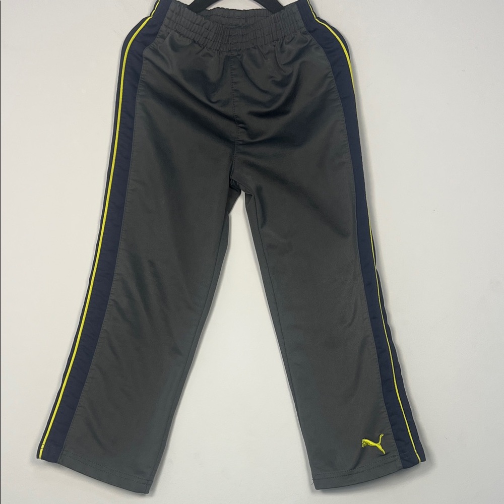 Puma Kids Charcoal Gray Navy Neon‎ Green Sweatpants Boys Size 5T